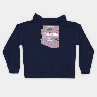 Arizona illustrated map Kids Hoodie